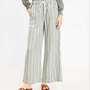 LOFT Emory Wide Leg Pants Green/Off-White Stripe XXSP